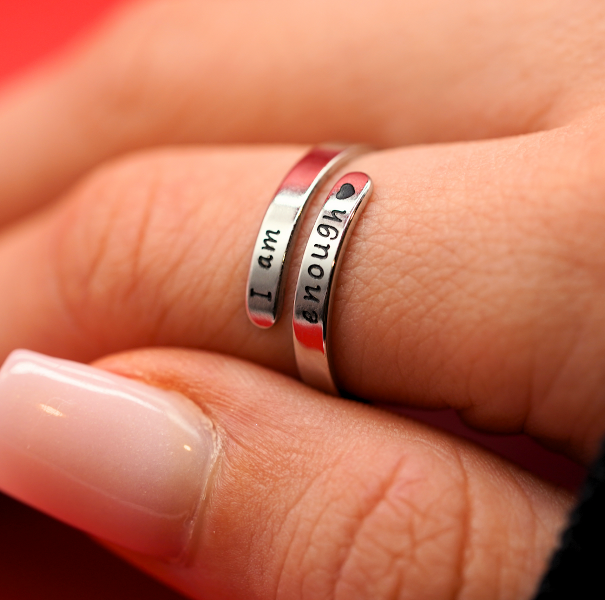 "I Am Enough" Inspirational Ring – Adjustable Stainless Steel