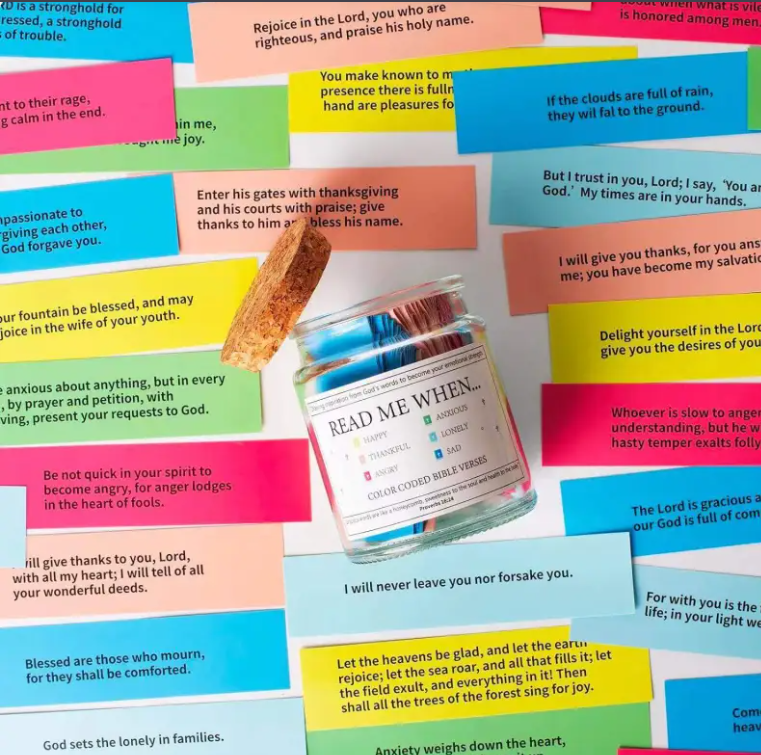 Bible Verses in a Jar – 52 Inspirational Scripture Cards Gift Set