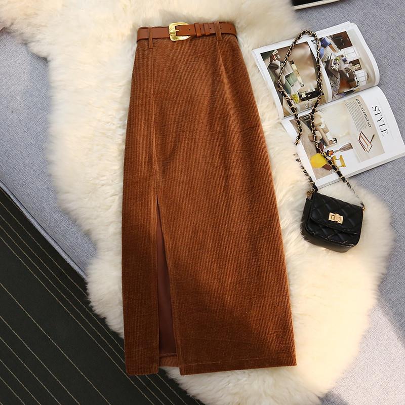High Waist A-Line Corduroy Skirt | Women's Mid-Length Fashion