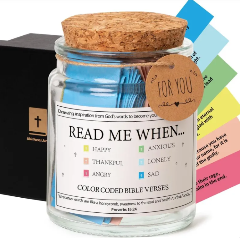 Bible Verses in a Jar – 52 Inspirational Scripture Cards Gift Set
