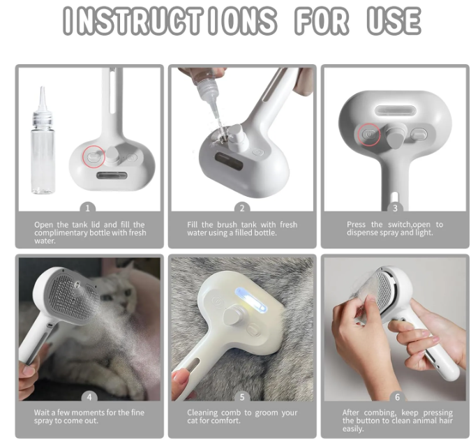 Pet Hair Spray Brush | 2 in 1