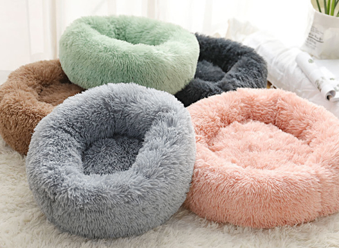 Round Plush Dog Bed | Soft & Cozy Bed for Small Dogs & Puppies
