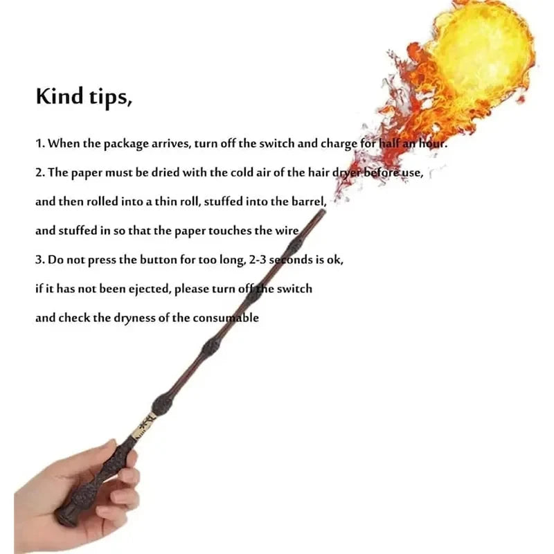 Fire-Breathing Magic Wand Toy | Electronic Fireball Role-Play Prop