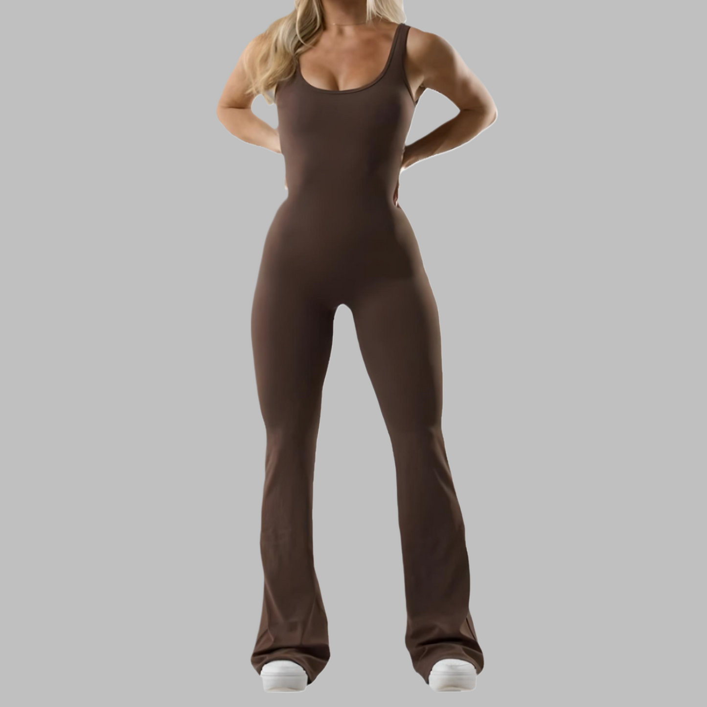 Women's Wide-Leg Flared Jumpsuit – Casual One-Piece Outfit