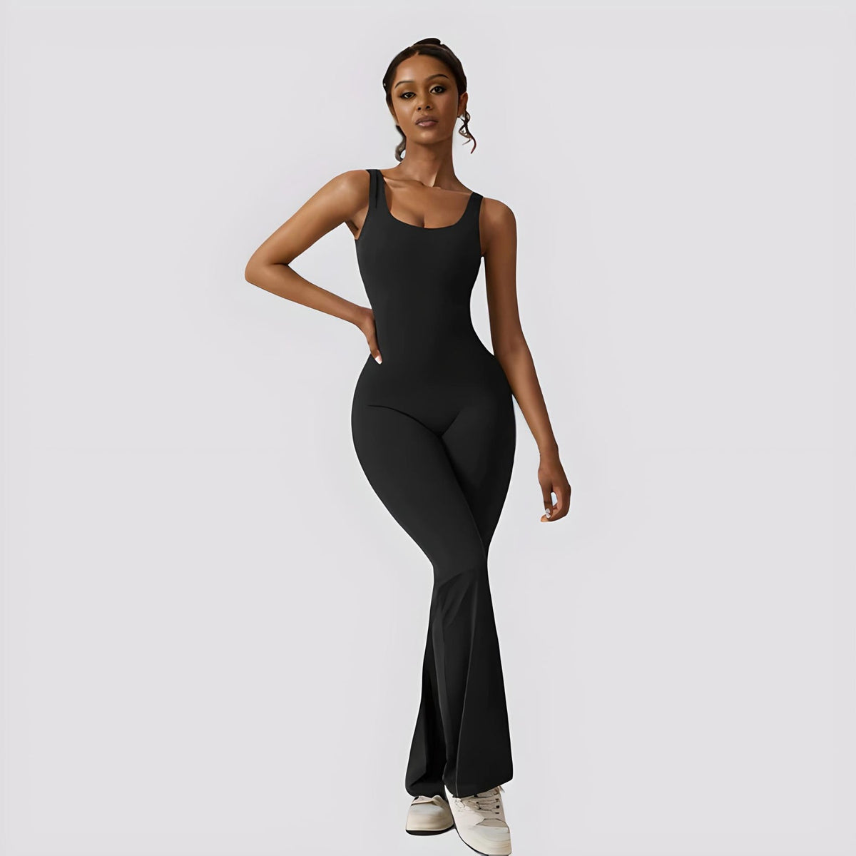 Women's Wide-Leg Flared Jumpsuit – Casual One-Piece Outfit