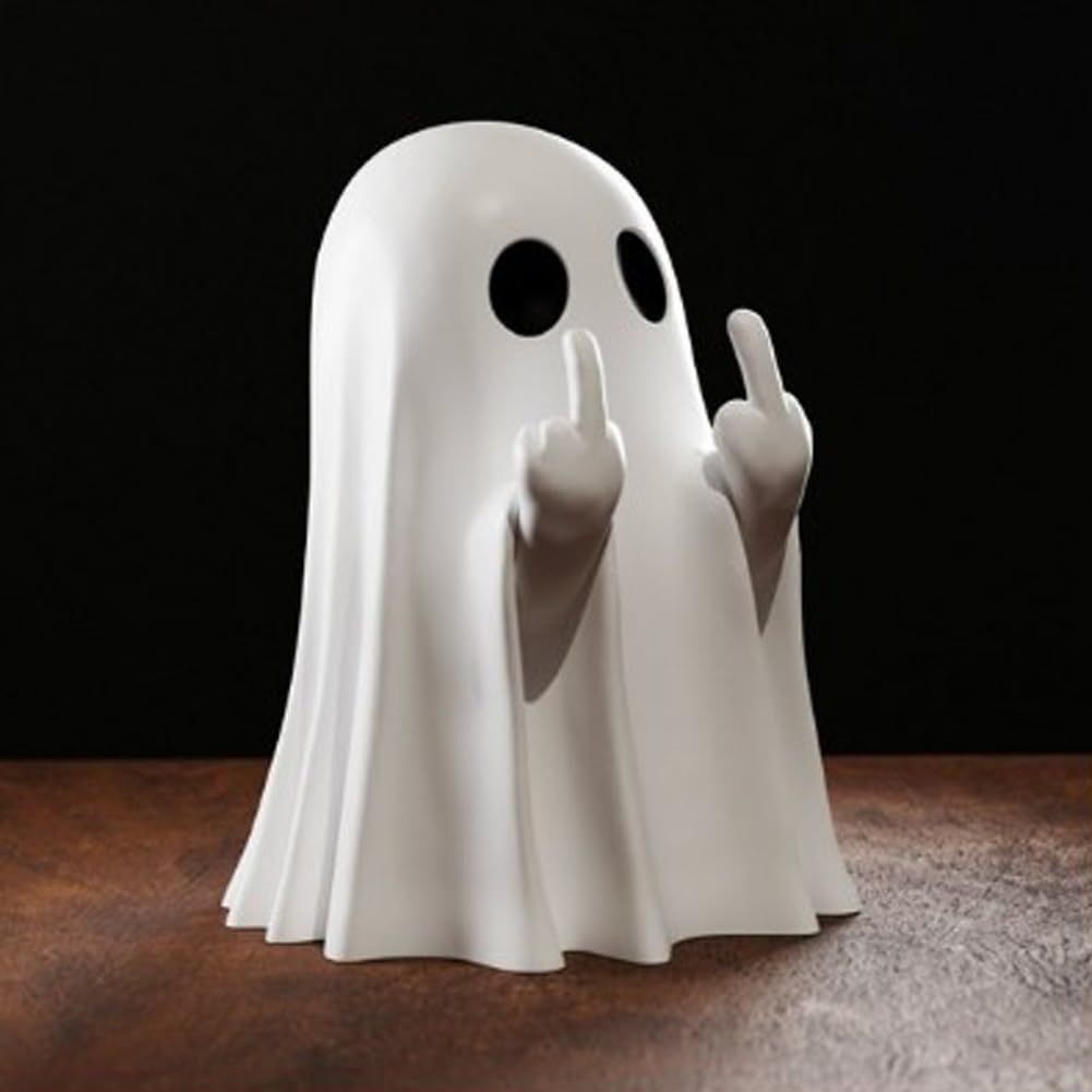 Halloween Ghost Ornament | Funny Middle Finger Ghost Statue