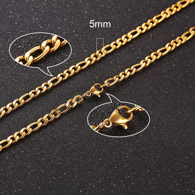 Twisted Rope Figaro Necklaces | Stainless Steel Cuban Chain