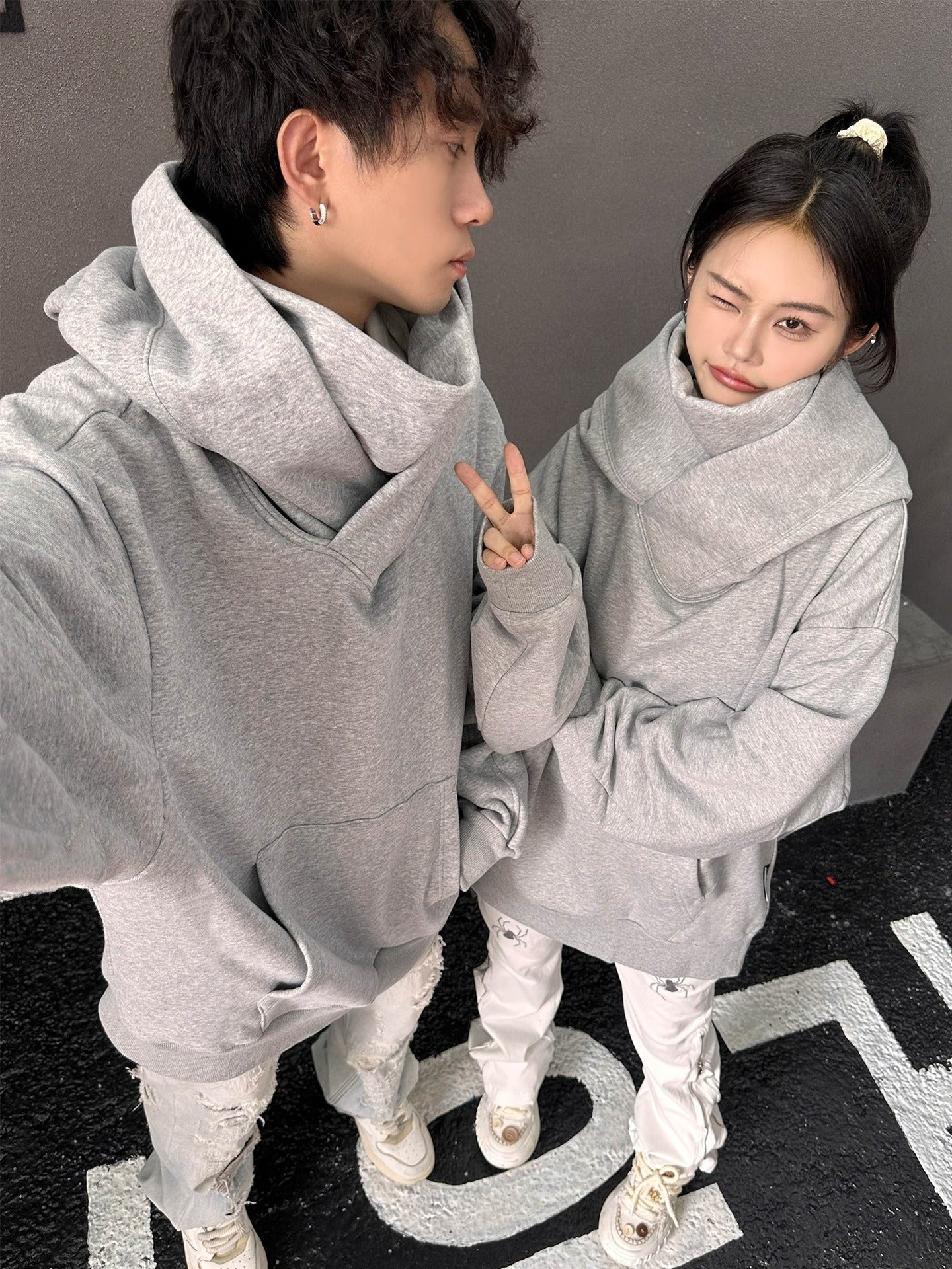 Loose High Collar Fleece Lined Hoodie | Cozy Winter Sweater