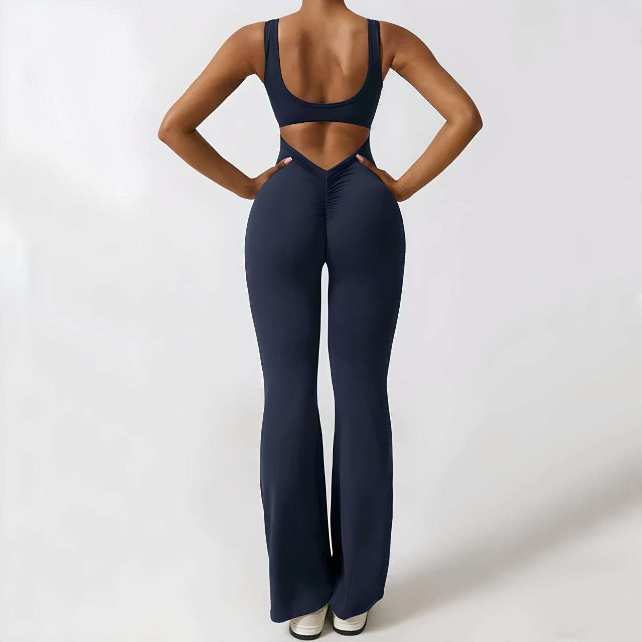 Women's Wide-Leg Flared Jumpsuit – Casual One-Piece Outfit