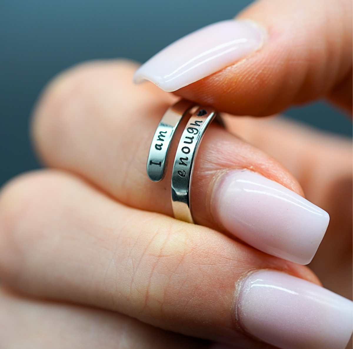 "I Am Enough" Inspirational Ring – Adjustable Stainless Steel