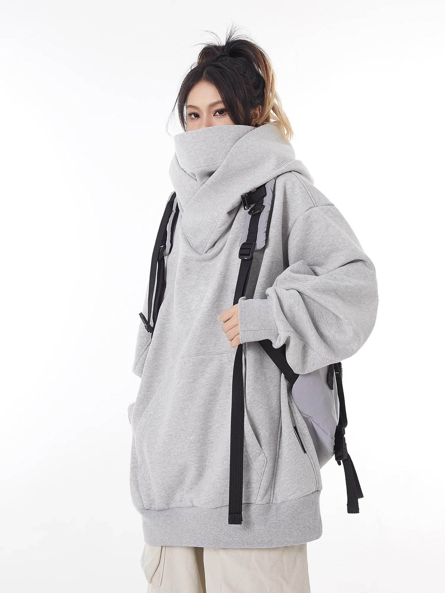 Loose High Collar Fleece Lined Hoodie | Cozy Winter Sweater
