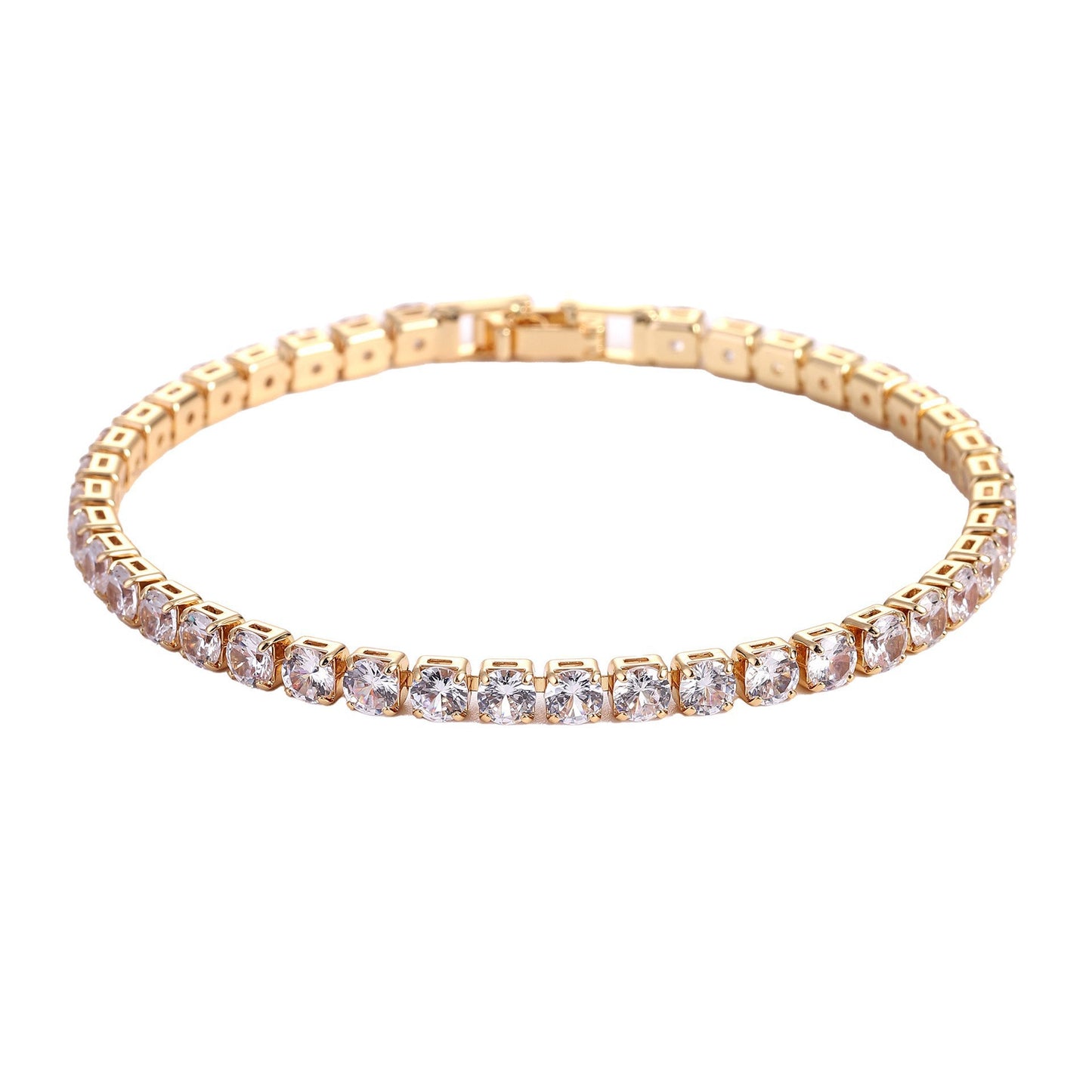 Hip Hop Micro Zircon Tennis Bracelet | Sparkling Copper Jewelry