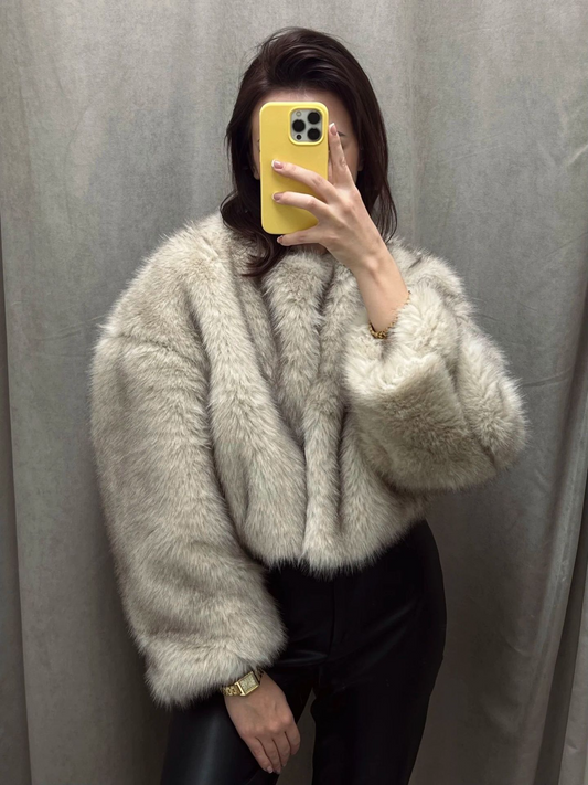 Women's Short Faux Fur Coat | Cozy Raglan Sleeve Jacket in 3 Colors