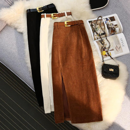 High Waist A-Line Corduroy Skirt | Women's Mid-Length Fashion