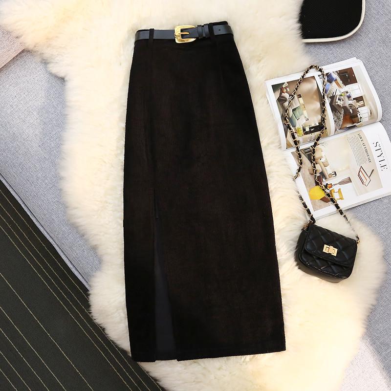 High Waist A-Line Corduroy Skirt | Women's Mid-Length Fashion
