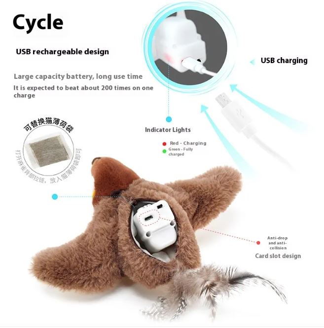 Flapping Bird Cat Toy | USB Rechargeable Interactive Cat Toy