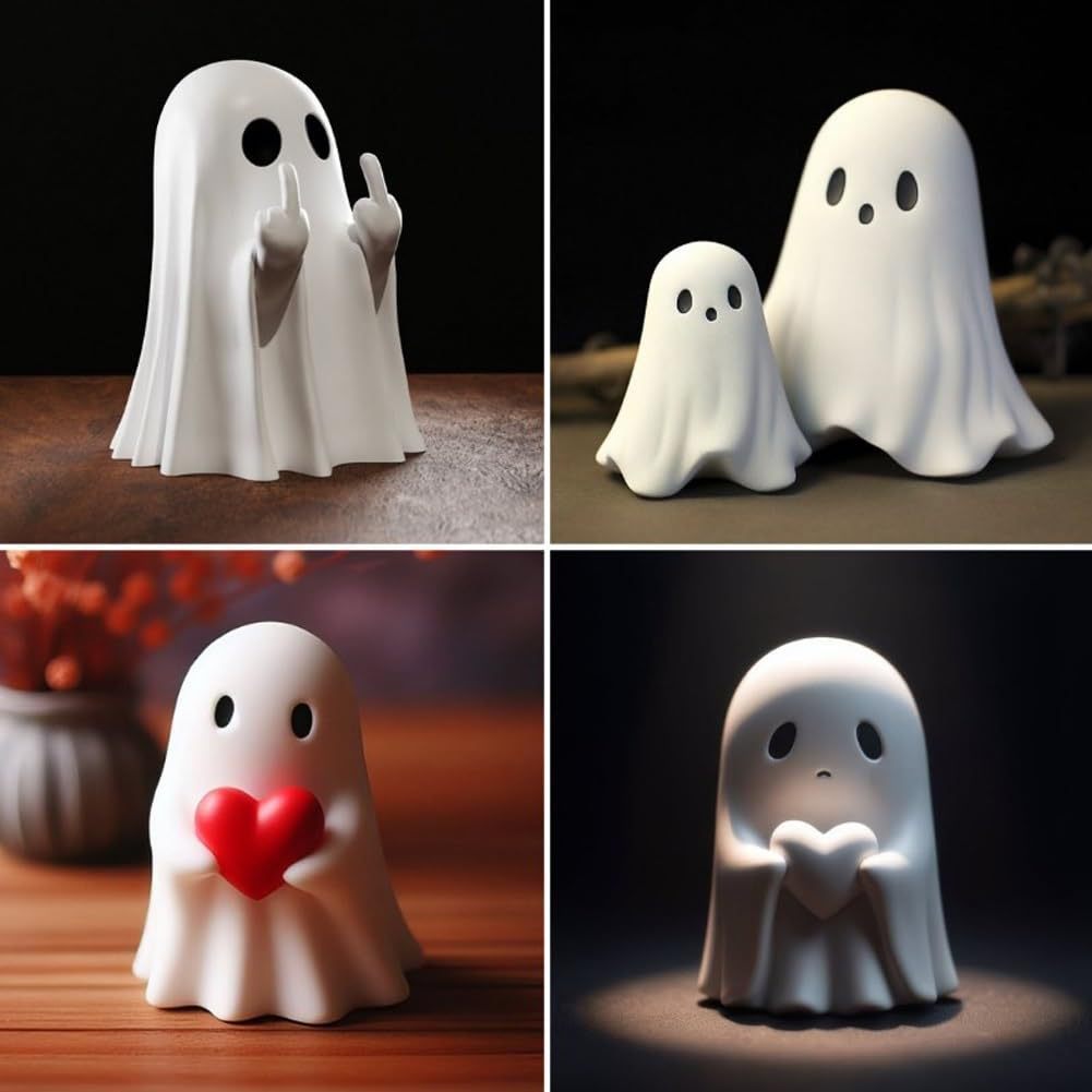 Halloween Ghost Ornament | Funny Middle Finger Ghost Statue