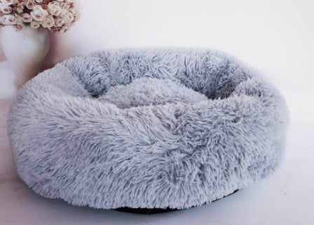 Round Plush Dog Bed | Soft & Cozy Bed for Small Dogs & Puppies