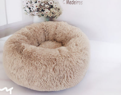 Round Plush Dog Bed | Soft & Cozy Bed for Small Dogs & Puppies