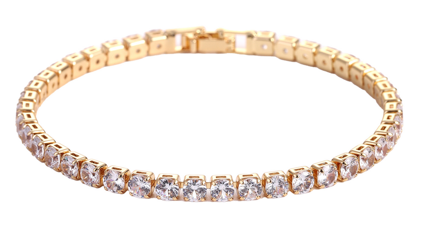 Hip Hop Micro Zircon Tennis Bracelet | Sparkling Copper Jewelry
